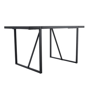 English Elm Black Faux Wood Grain Rectangular Dining Set with Shell Pattern Upholstered Chairs W1151S04370