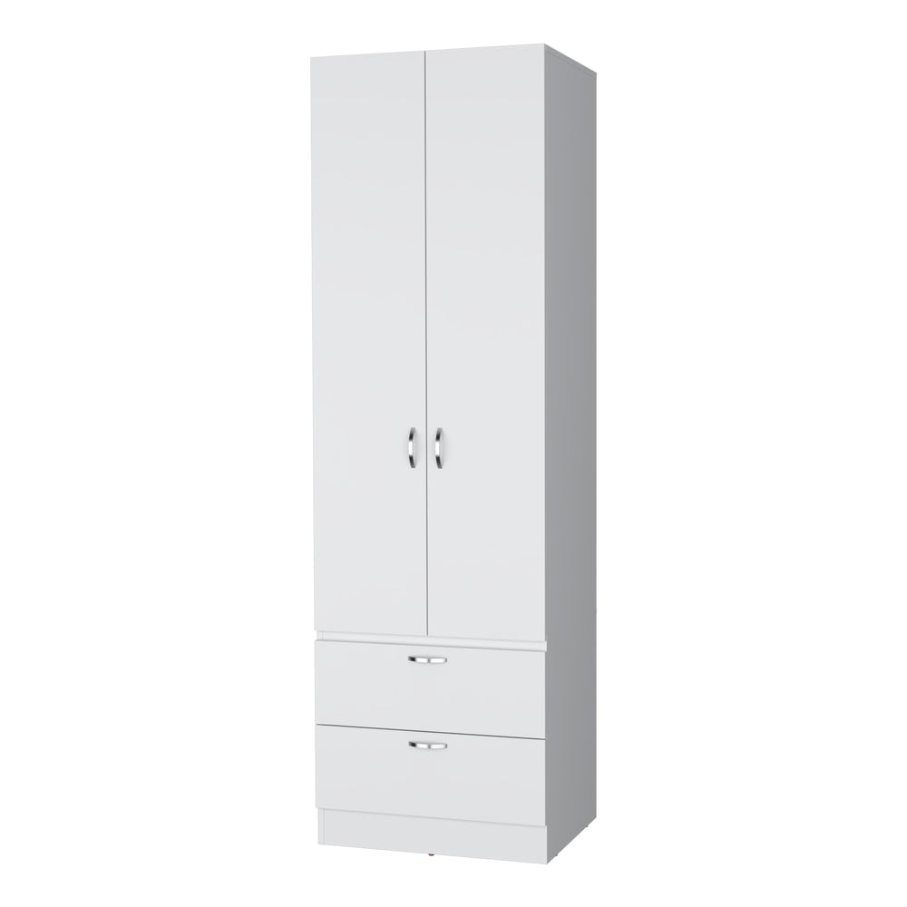English Elm Tall Mayer Wardrobe Melamine with Hanging Rod, Two Doors & Drawers — Durable, Space-Saving Closet Solution B128P203060