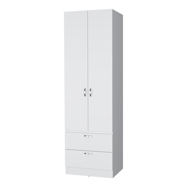 English Elm Tall Mayer Wardrobe Melamine with Hanging Rod, Two Doors & Drawers — Durable, Space-Saving Closet Solution B128P203060
