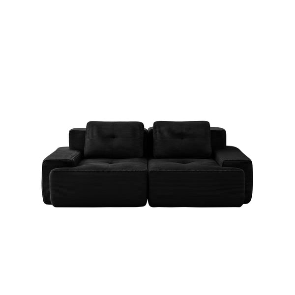English Elm 82" Modern L-Shaped Modular Sectional Sofa with Plush Corduroy, Deep Seats, Tufted Elegance Black W714P364685