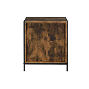 English Elm Juvanth Rustic Oak & Black Nightstand with Metal Frame, 2 Drawers + Open Shelf, Durable Modern Design B2726P261205