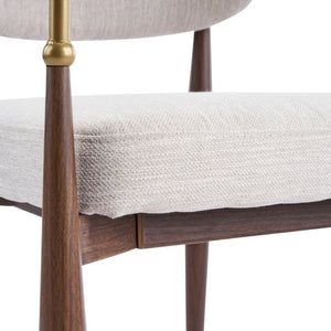 English Elm Fabric Upholstered Dining Chairs Glam Set of Two with Gold Accents Iron Frame N768P379506W