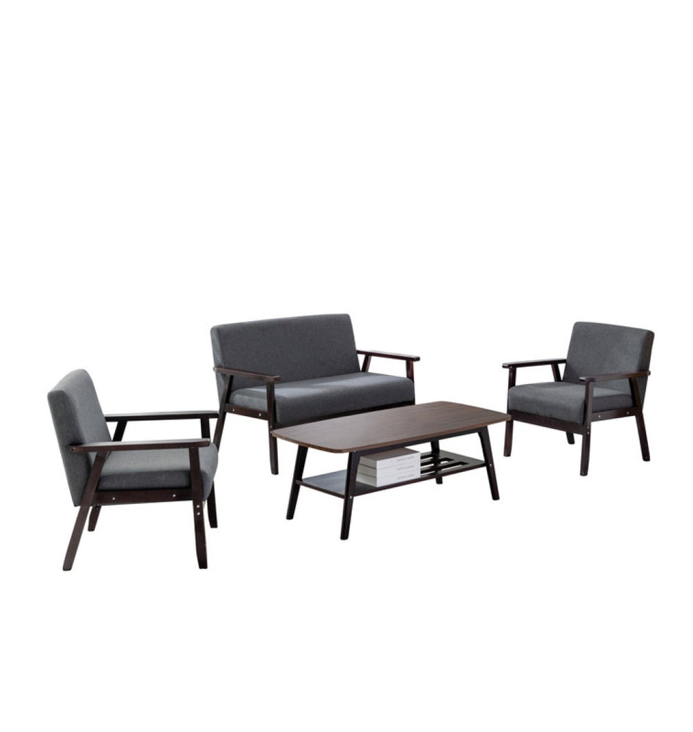 English Elm Bari Mid-century Modern 4 Piece Living Room Set with Solid Wood Frame Seating B2749S00339