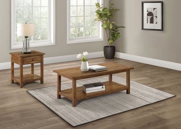 English Elm Castleton Distressed Pine Living Room Set with Open Shelves and Hidden Drawer Storage B062S01638