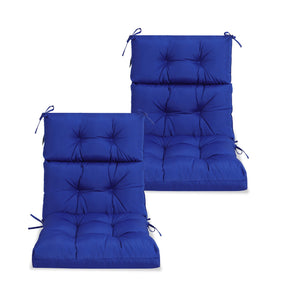 English Elm 2 Pcs Set High Back Patio Chair Cushions Tufted Outdoor Reversible 44x22x4 Waterproof Comfort Blue W419P287334