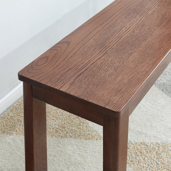 English Elm (1.2m) Solid Oak Dining Bench with Walnut Finish Metal Reinforced Seat Farmhouse Style W1283P434414