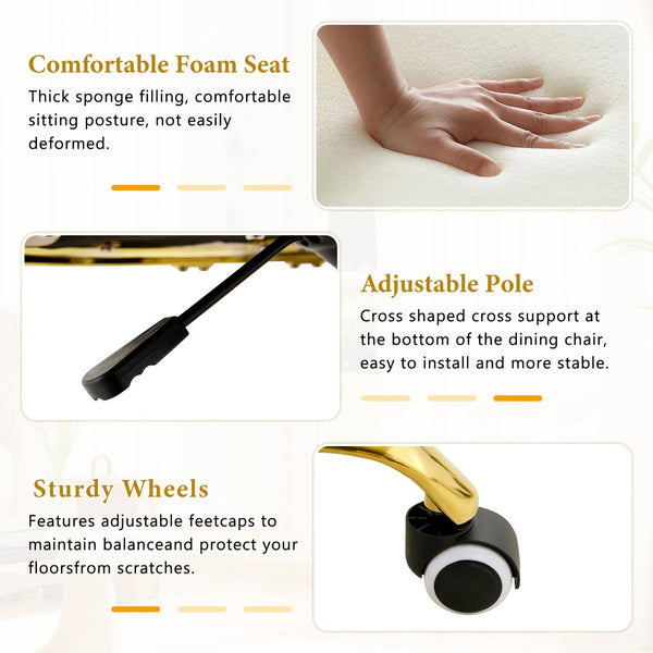 English Elm Set of Velvet Bubble Chair with Sculptural Linked Back and Rolling Caster Base for Office Gold,Teal W1512P491833