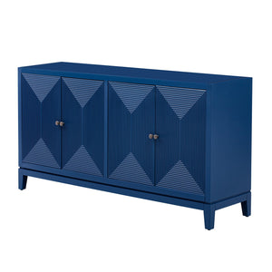 English Elm U_STYLE Sleek Storage Cabinet Sideboard with Vertical Line Design, 63" MDF Buffet for Living Room Entryway Study Navy Blue N711P205933V