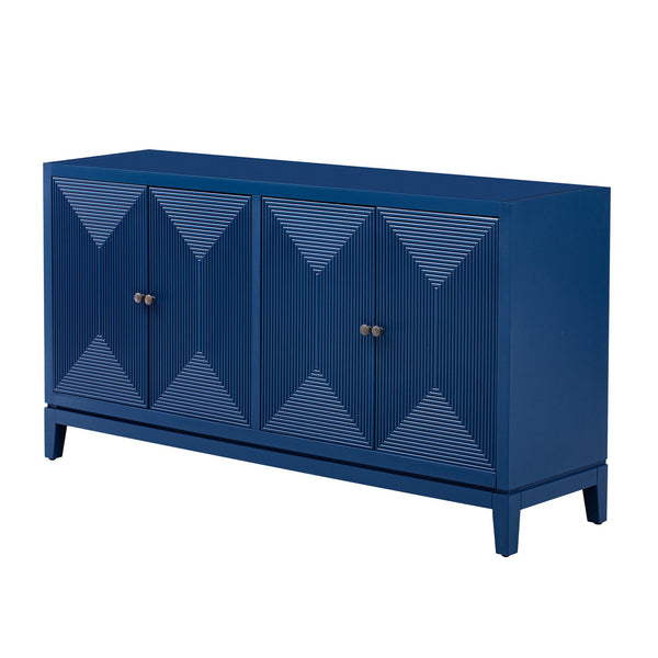 English Elm U_STYLE Sleek Storage Cabinet Sideboard with Vertical Line Design, 63" MDF Buffet for Living Room Entryway Study Navy Blue N711P205933V