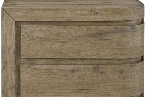 English Elm Left Nightstand English Knotty Oak Veneer Solid Wood Nightstand with USB, Felt & Cedar Drawers B2699P409528