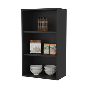English Elm Wenge Wall-Mounted Cabinet With Open Shelves For Stylish Kitchen Storage And Easy Access Solutions B062P252211-GIGA