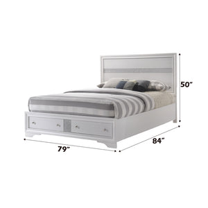 English Elm Naima Queen Storage Bed with Low-Profile Frame, 2 Drawers, Dovetail Construction & Sparkle Trim White 29 L x 21 W x 14 H B2726S00513