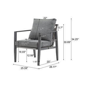 English Elm Christopher Knight Home® - [Set Of 2] Gray Aluminum Lounge Chairs With Plush Cushions And Modern Rope Accents For All Spaces N767P237034G_2