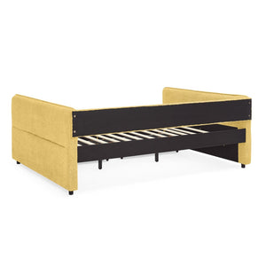 English Elm Queen Boucle Tufted Daybed Sofa with Storage Drawers Eucalyptus Frame Guest Room Yellow W1413S00180