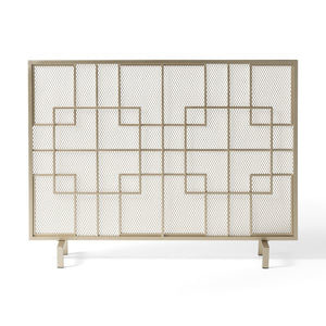 English Elm Christopher Knight Home® - FIRE Dorothy Modern Single Panel Iron Screen with Geometric Mesh Shield — Elegant Hearth Protection Gold 65178.00
