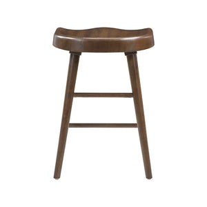 English Elm Brown Acacia Wood Counter Height Dining Set Six Saddle Stools Industrial Metal Footrest B011S02272