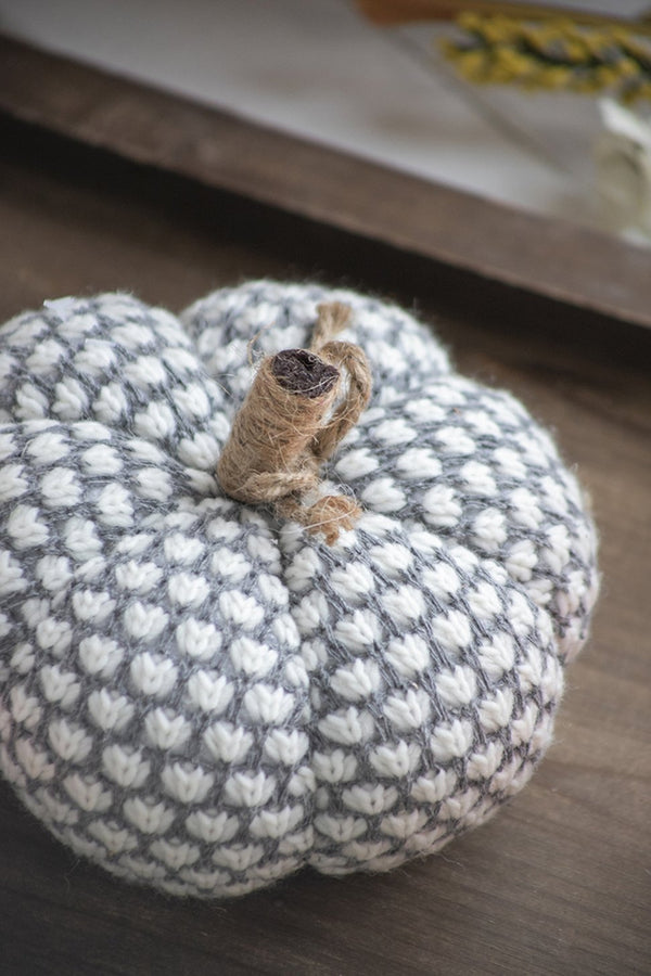 English Elm Set of 4 Velvet Mini Pumpkins in Mesh Bag for Fall Tablescapes, Mantel & Thanksgiving Decor (12) Gray W2078P246685