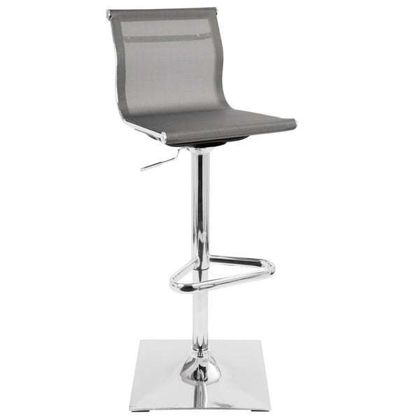English Elm Mirage Adjustable Barstool with Swivel Grey Faux Leather Mesh, Chrome Base, Counter-to-Bar Height B202P222341