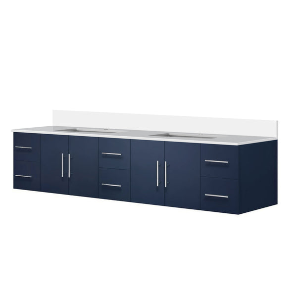 English Elm Navy Double Bath Vanity 84" W x 22" D with Cultured Marble Top, Solid Wood, Soft-Close Drawers, Ample Storage B2731P258759