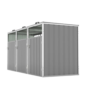 English Elm Garbage Bin Shed Galvanized Steel Enclosure Fits Three Cans with Lockable Waterproof Lid Light Gray W1598P357717