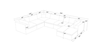 English Elm Coffee Bean Textured Modular Sectional Sofa Low Profile Contemporary Living Room Dark Gray B2748S00081