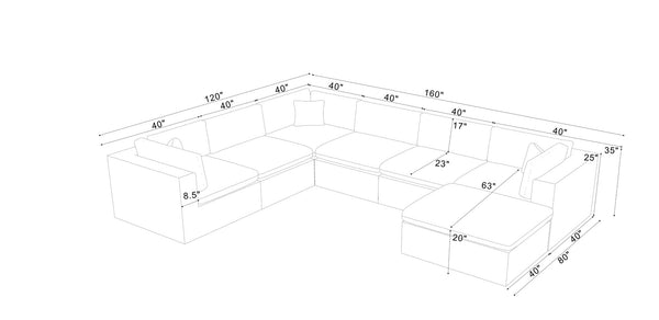 English Elm Coffee Bean Textured Modular Sectional Sofa Low Profile Contemporary Living Room Dark Gray B2748S00081