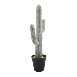 English Elm 8x5x24.5"H Lifelike Saguaro Cactus in Black Pot — Textured Two-Tone Artificial Plant for Low-Light Décor W2078P294239