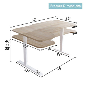 English Elm L-shaped Electric Standing Desk with Memory Presets and Cable Management for Home Office Oak,White W614P431991