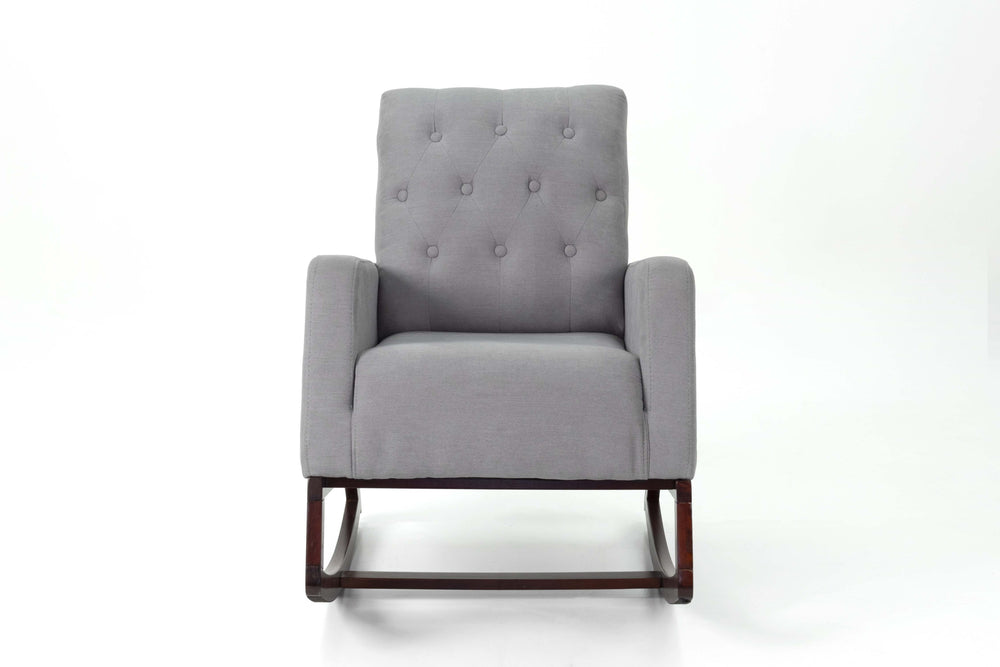 English Elm Classic Rocker Chair Diamond Button Tufted Fully Upholstered Rocking Seat with Plush Comfort and Stylish Exposed Legs Espresso,Steel Gray 30 L x 29 W x 20 H B011P375974