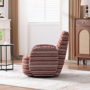 English Elm Modern Boucle 360° Swivel Leisure Chair with High‑Resilience Sponge, Supportive Curve, 550lb Capacity Red W395P355443
