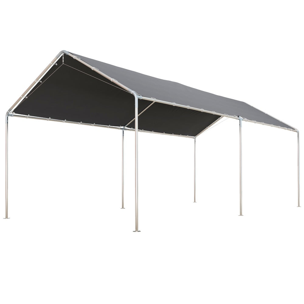 English Elm Outsunny 10x20 Foot Galvanized Steel Carport Outdoor Vehicle Canopy with Anchor Kit W2225P217044