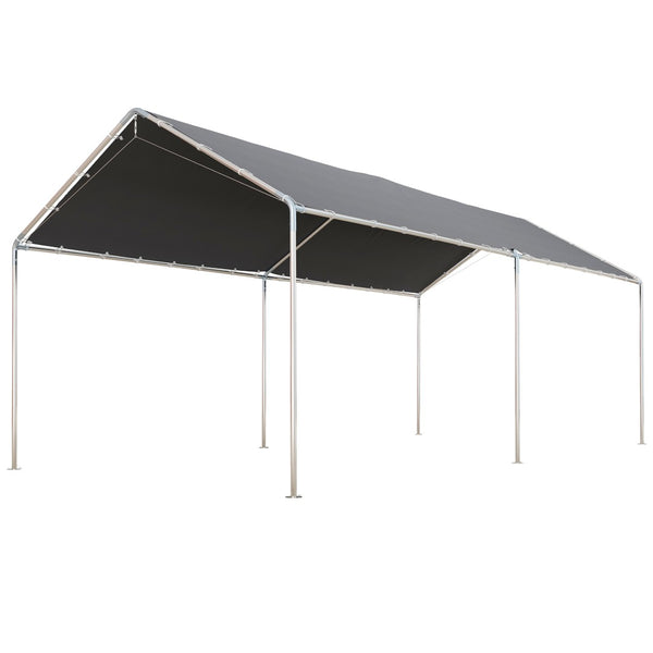 English Elm Outsunny 10x20 Foot Galvanized Steel Carport Outdoor Vehicle Canopy with Anchor Kit W2225P217044