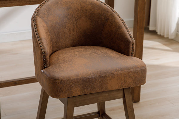English Elm United We Win Quilted Microsuede Swivel Barstool with Wood Legs and Gold Rivet Trim W1568P361710