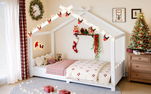 English Elm Twin House Frame Floor Bed Solid Pine Kids Room Montessori Low Profile Play Nook W1580P387835
