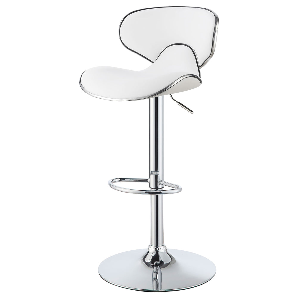 English Elm Edenton White Upholstered Adjustable Bar Stool Set of 2 — Swivel Leatherette Comfort, Metal Base Stable B062P344920