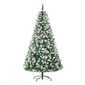 English Elm Homcom 6Ft Snow-Dusted Full Fir Christmas Tree With 800 Lifelike Tips & 61 Pine Cones For Holiday Charm W2225P229779