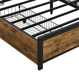 English Elm Full Platform Storage Bed with Led Headboard Charging Station and Four Under Drawers W311P187977
