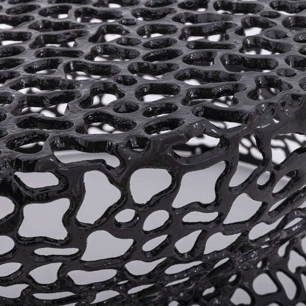English Elm T3704-35 Round Aluminum Lattice Coffee Table with Sculptural Cutout Design for Modern Lofts Black B009P417515