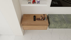 English Elm 30" Imitative Oak Wall-Mount Vanity Cabinet with Soft-Close Drawers, Scratch & Water-Resistant Finish W999P205627