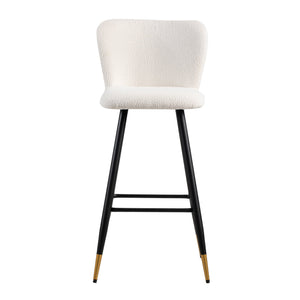 English Elm Christopher Knight Home® - 30'' Modern Barstool with White Fabric Seat, Ergonomic Curved Back, Black Legs & Gold Tips N780P228980W