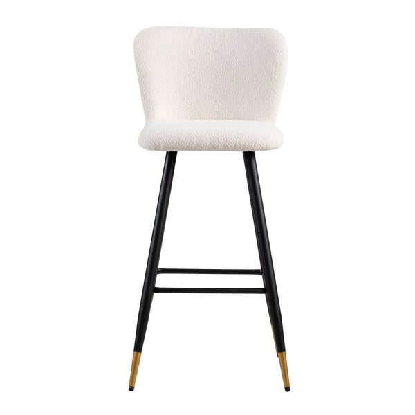 English Elm Christopher Knight Home® - 30'' Modern Barstool with White Fabric Seat, Ergonomic Curved Back, Black Legs & Gold Tips N780P228980W