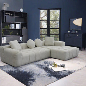 English Elm Modern Modular Compressed Sofa Chaise Right Side L-Shape Sectional Couch Beige Sponge Foam Cloud, No Assembly Required W1183S00017