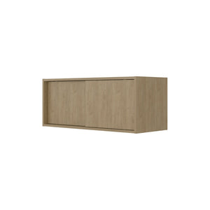 English Elm Slana Wall Mounted Cabinet with Sliding Doors Natural Oak Finish for Home Office B097P474309