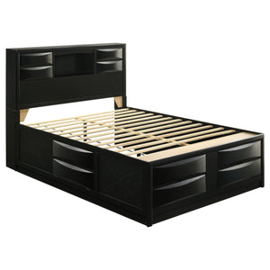 English Elm Jazz Black Queen Storage Bed With Bookcase Headboard & Underbed Storage – Stylish & Space-Saving Design B062S00936