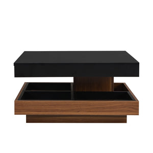 English Elm On-Trend Modern Square 360° Rotating Coffee Table With 3 Detachable Trays & Storage For Living Room N721P191981B-GIGA