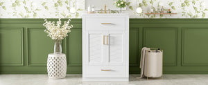English Elm 24" Bathroom Vanity With Integrated Ceramic Sink, Sleek Storage Cabinet & Easy Assembly For Style N710P341037K