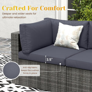 English Elm 7-piece Outdoor Modular Sectional Pe Wicker Patio Set with Tempered Glass Coffee Table Gray+Navy B082S00073