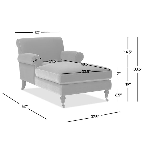 English Elm Jennifer Taylor Home - Alana Velvet Chaise Lounge Chair Olive Green — Bench-Made Hardwood Frame, Medium-Firm Foam Comfort B2719P265596