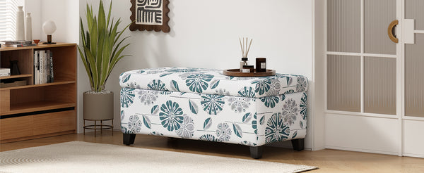 English Elm Christopher Knight Home® - Luxury Storage Ottoman with Floral Patterned Fabric, Soft-Close Hinges, Hidden Compartment for Blankets and Seating Comfort Multicolor N767P257582F