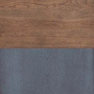 English Elm 86 Coastal Corduroy Blue Fireplace TV Stand for TVs to 95" — Rustic Rubberwood, Glass Doors, Electric Heat B108P193072